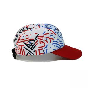  High Quality 5 Panel Caps sublimation pattern camper cap with polyester with nylon webbing plastic buckle Manufactures