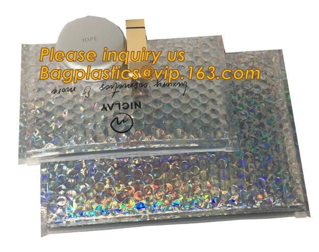  air mail metallic holographi rose gold bubble padded mailer / Zip lockkk bubble bag/ slider bubble bag,Holographic Factory Manufactures