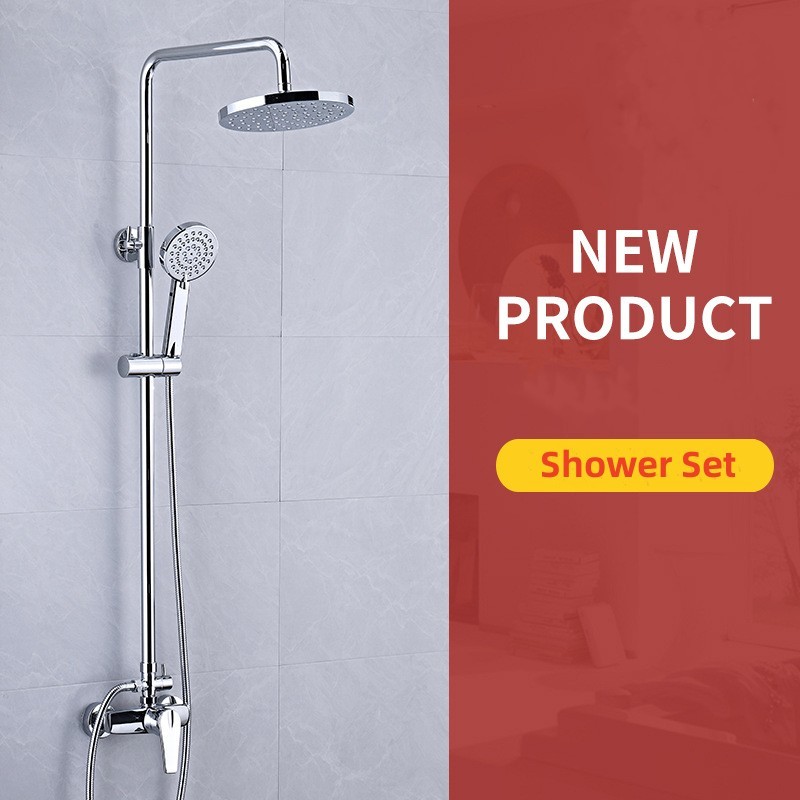 China High Pressure Rainfall Chrome Head Shower Set With Handheld Combo Brass on sale