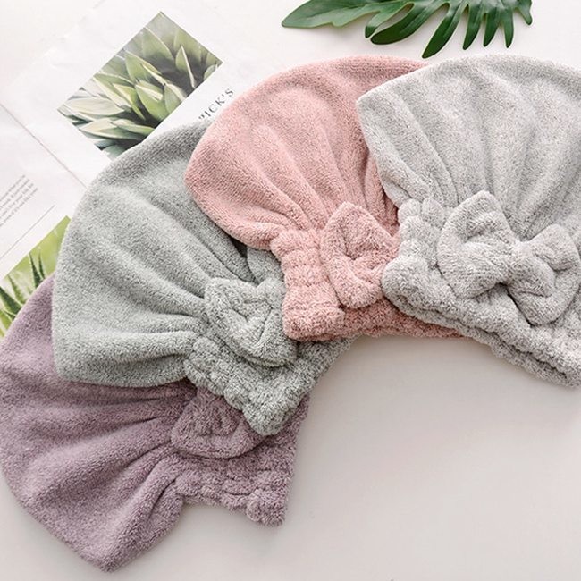 Quality Bamboo Charcoal 28x34cm Microfiber Turban Towel Anti Bacterial Quick Dry for sale