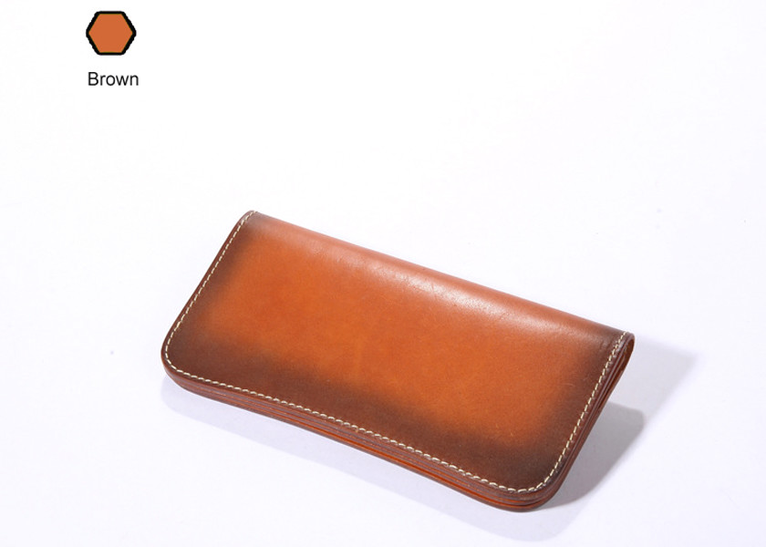 China Cool Wallets for Men Brown Long Wallet Genuine Vegetable Tanned Leather Wallet on sale