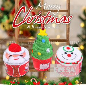  Smile Face Santa Claus Merry Xmas Tree Christmas Gift 100% Cotton Hand Towel Manufactures