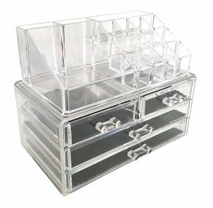  4 Tier Clear Acrylic Makeup Organizer Drawers Removable With Lipstick Holder Manufactures