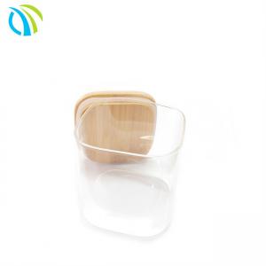 China Bamboo 8oz Glass Sugar Container Storage Jars 460ml 4 inch 100mm on sale