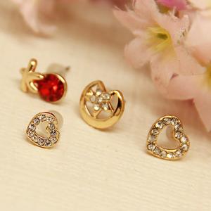 China 2015 Fashion Jewelry Big Discount on Sales Promotion Heart Star Big Size Earrings Golden Stud Earrings Set on sale