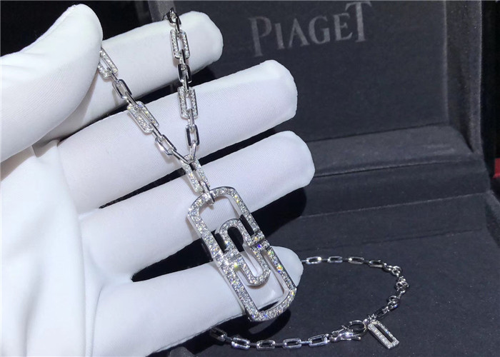 Shinning Full Diamond  Parentesi Necklace In 18K White Gold Manufactures
