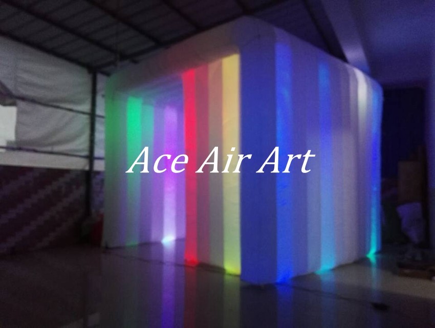 3mL*3mW*2.5mH Colorful Led Inflatable Photo Booth Cube tent/Inflatable Cabin for Sale add fun to your event