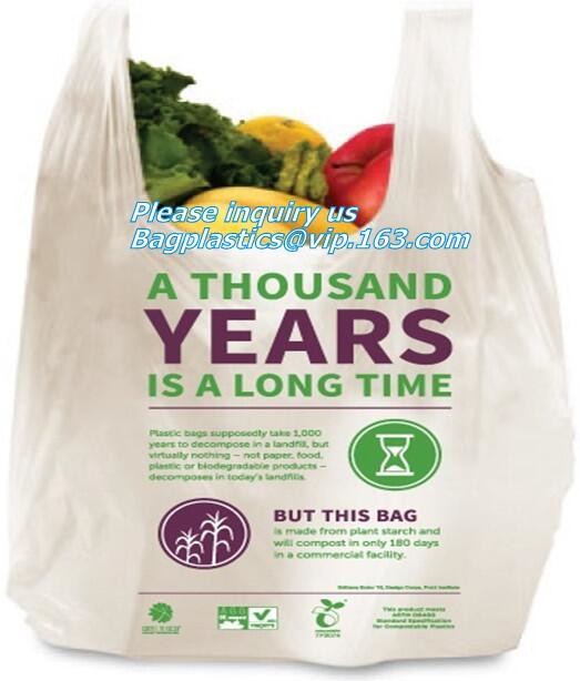 100% Compostable vest carrier plastic shopping bag with ce certificated, Vest Carrier Bags for Home Usage, vest carrier