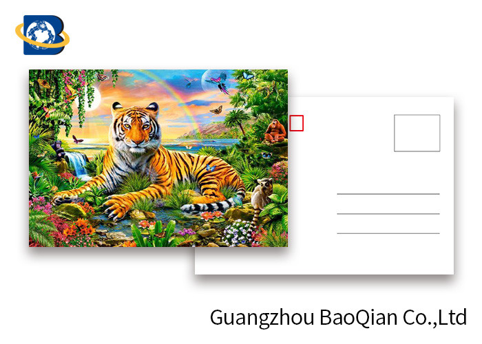  0.6mm PET 3D Postcard Animation Picture CMYK Printing Tiget Pattern Tear - Proof Manufactures