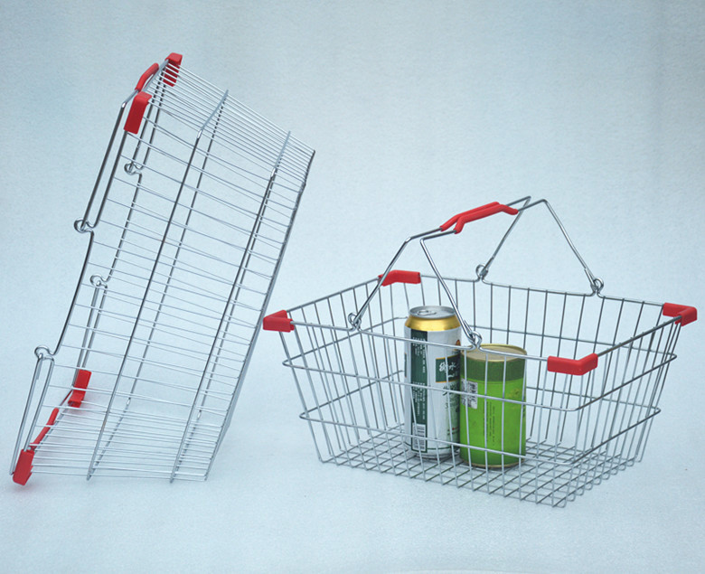Quality Chrome Plated Supermarket Wire Baskets Wire Shopping Basket For Grocery Store for sale