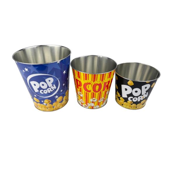 DADI Metal Popcorn Bucket Tinplate Bucket 3D Tin Popcorn Bucket CMYK PMS Color
