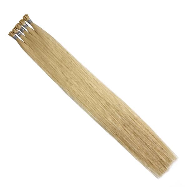 US 100% Russian I Tip Human Hair Extensions Double Drawn with Italian Beads Tip Glue