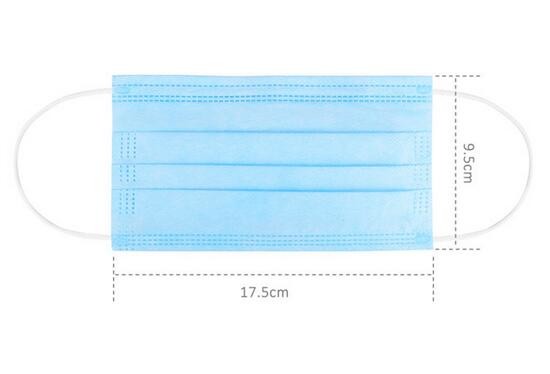 17.5*9.5cm 3 Ply Disposable Face Mask For Dust Free Workshop / Food Industry