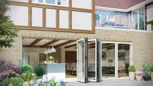  High Light Transmission aluminum bifold patio doors Wide Open For Luxury Villas Manufactures