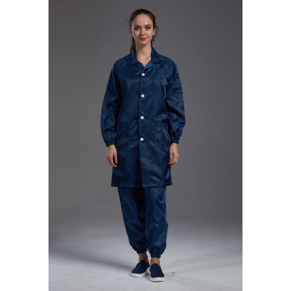 Cleanroom resuable  Anti static ESD smock Labcoat dark blue with conductive fiber pen holder