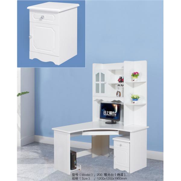 Matte White Painted MDF Computer Desk , Home Computer Desk With Storage