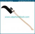 bush hook featuring a 12″ single-edge blade fastened to a 36″ curved wooden axe