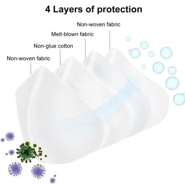 4 Ply KN95 Medical Mask Non Woven Melt Blown Fabric KN95 Respirator Face Mask