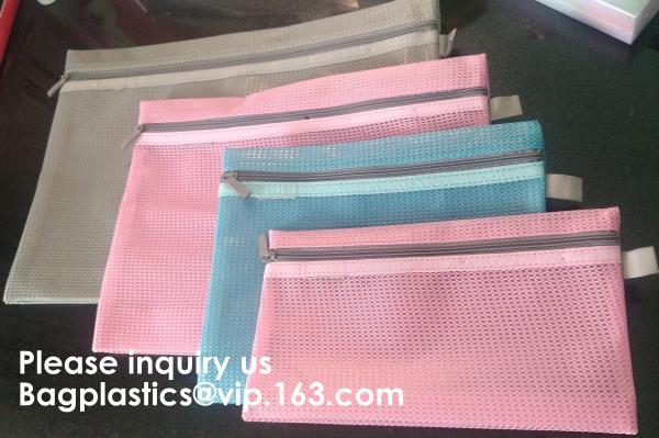 A4 Mesh Plastic Expanding File Folder A5 Bag，Promotion Weatherproof Mesh Zipper Storage Document Bag A4 File Bags