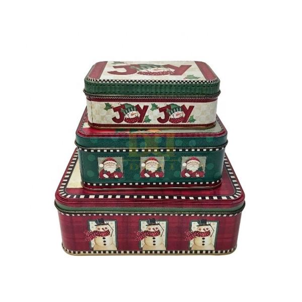 DADI Vintage Santa Biscuit Tin Box OEM/ODM Rectangular Tin Box For Cookies Packaging