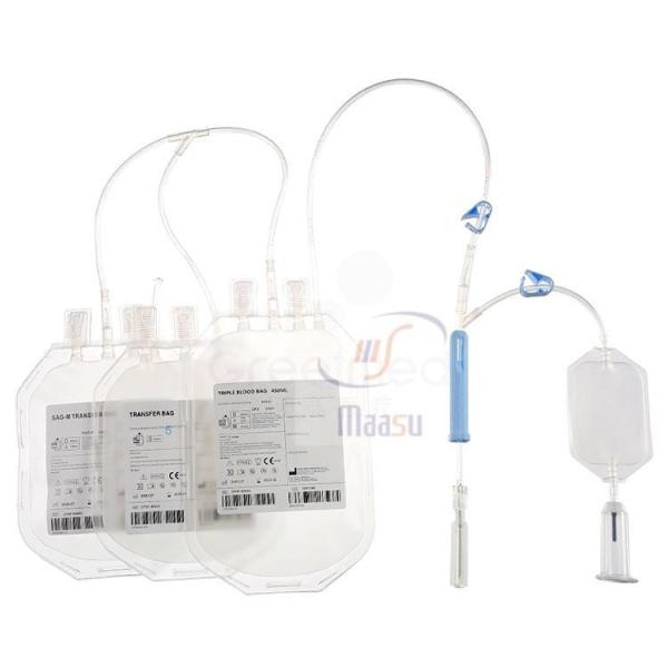 Medical Blood Collection Bags , Transparent Empty Triple Blood Bag