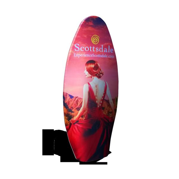 Attractive Tension Fabric Trade Show Displays Stylish Surf Board Shape