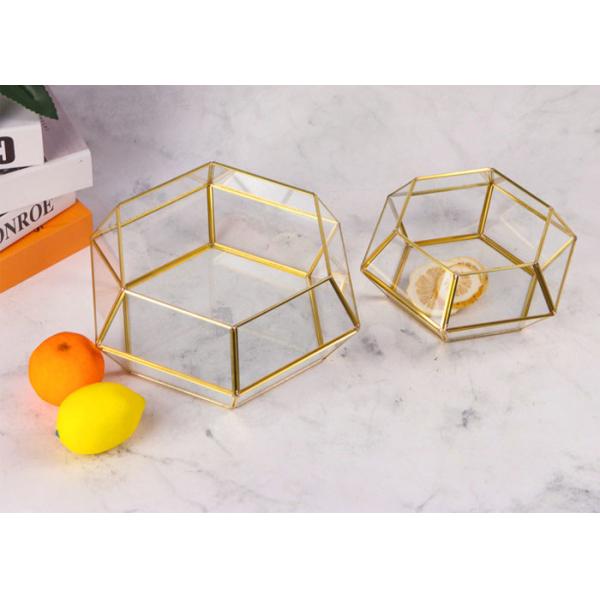 Brass copper glass artifact rimmed Display box hexagonal geometric plant greenhouse decoration Yiwu wholesale