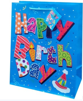 Fancy birthday paper material packaging bags gift bags