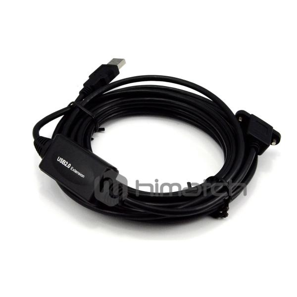 Black USB 2.0 Extension Cable , High Speed USB Extension Cable 5m With Booster