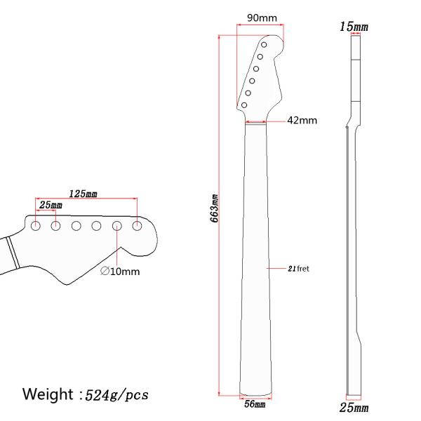 21 Fret Fender Stratocaster Guitar Neck