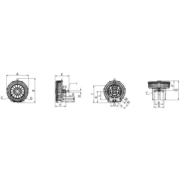 Aluminum Alloy Bare Shaft Blower , 3 Phase Voltage Side Channel Blower