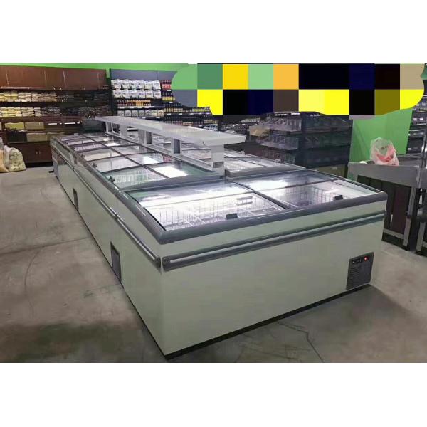 Plug - In Island Display Fridge Chest Type Deep Freezer With Sliding Glass Door