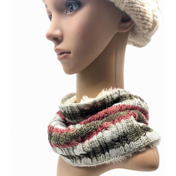 Melange Cable Fleece Layer Scarves Ladies Muffler Scarf With Button Decoration