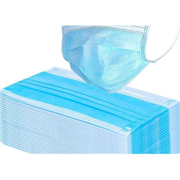 Non Irritating 3 Ply Disposable Face Mask , Hypoallergenic Disposable Blue Mask