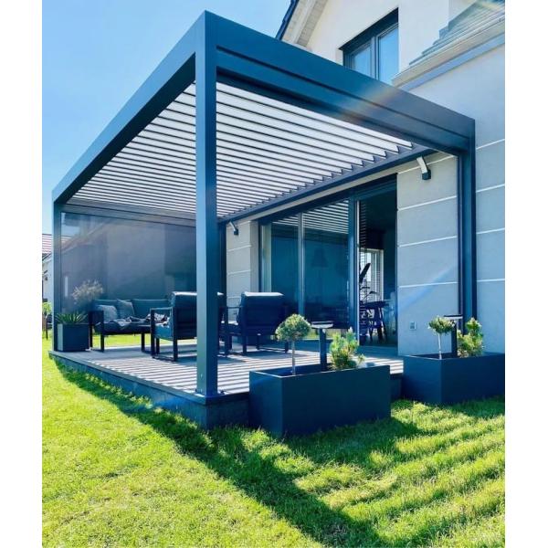 Customized Garden Electric Retractable Roof Bioclimatic Pergola Outdoor Aluminum Pergola with Sliding Glasse