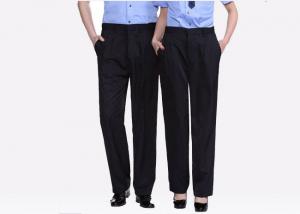  Women / Men Black Security Uniform Pants Wrapped Cuffs With Rubberized Waistband Manufactures