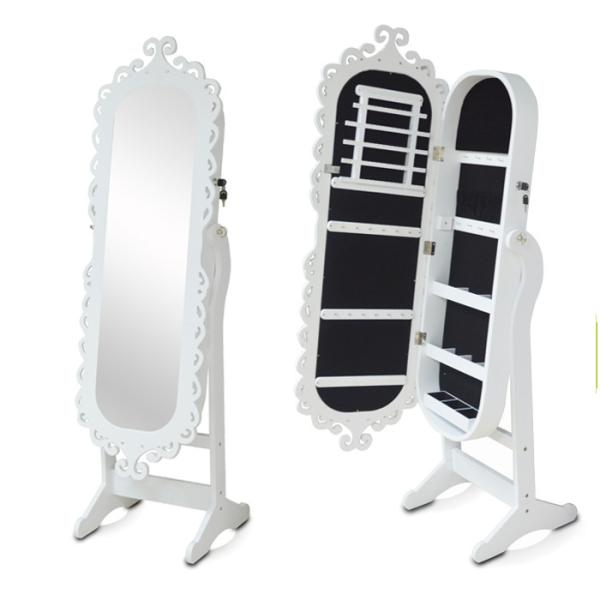 MDF Wood Antique Noble Oval Jewelry Cabinet 160cm Height With Mirror