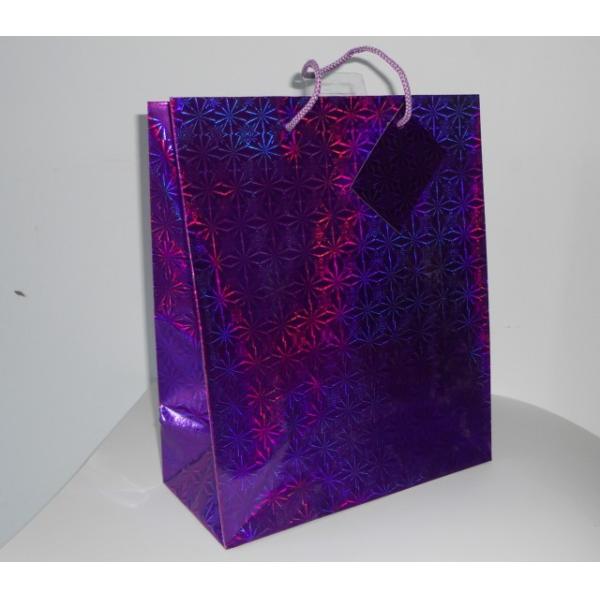 fashion paper gift bag with customised size nice design and mini tag holographic paper bag