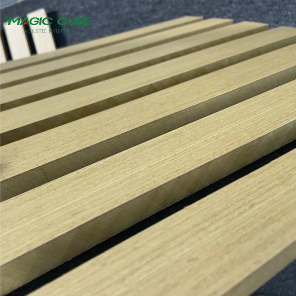 Customized Sound Polyester Slatted Wood Acoustic Panels Flame Resistant