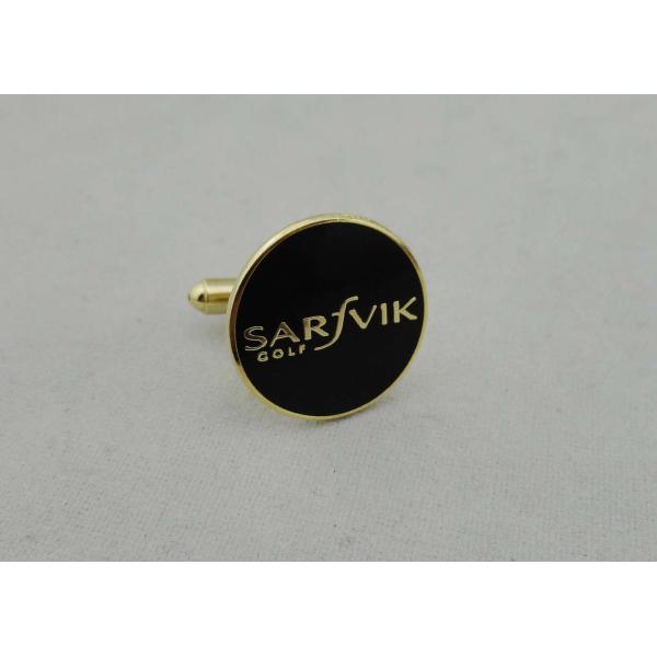 Black Sarfvik Golf Deluxe Stamped Cufflinks With 3d Photo Synthetic Enamel