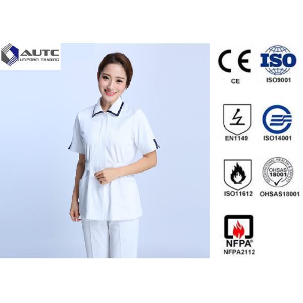 Cotton Disposable Medical Clothing Round Neck Elastic Knitted Cuff Easy Cleaning