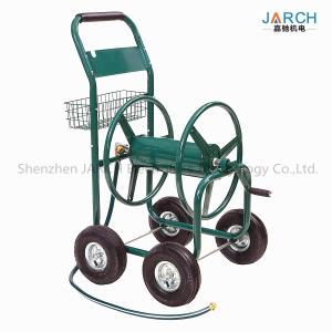  4 Wheel Steel Garden Hose Reel Cart 350 Feet Weather Resistant With Non - Slip Handle Manufactures