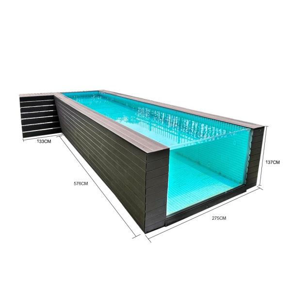 2500KGS Net Weight Clear Swim Spa Pool for Outdoor Aquatic Training and Relaxation