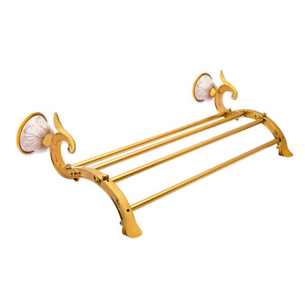 Towel Shelf Brass / Zinc Alloy Gold bathroom supplies 1861g for Family bathroom