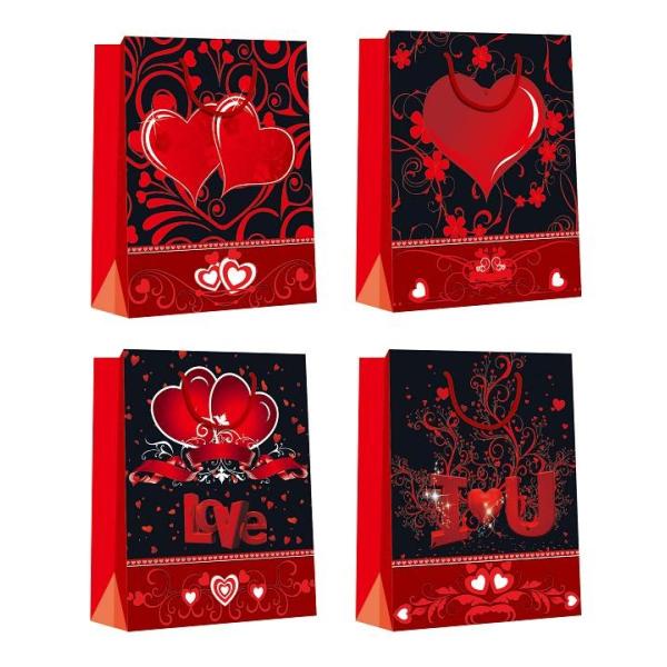 Customized Luxury Shopping Glossy Paper Bags for Valentine's Day eco-friendly