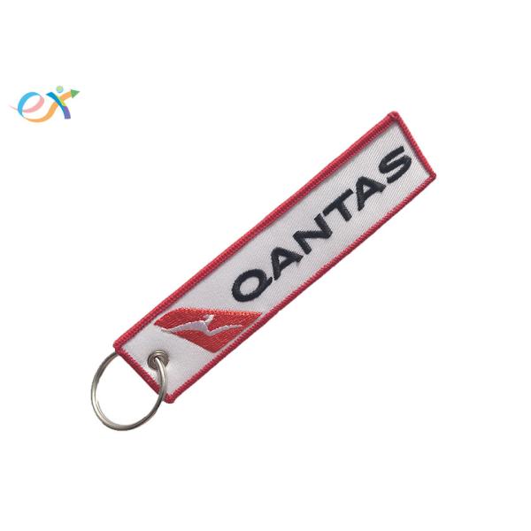 Double Sided 	Embroidered Keychain Twill Background Polyester Material
