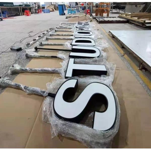 Acrylic Ceiling Mount 3D Metal Letter Signs Black Paint For Wall