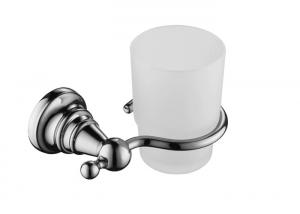 China Metal Base Bathroom Cup Holder / Hotel Bathroom Tumbler Holder Chrome on sale