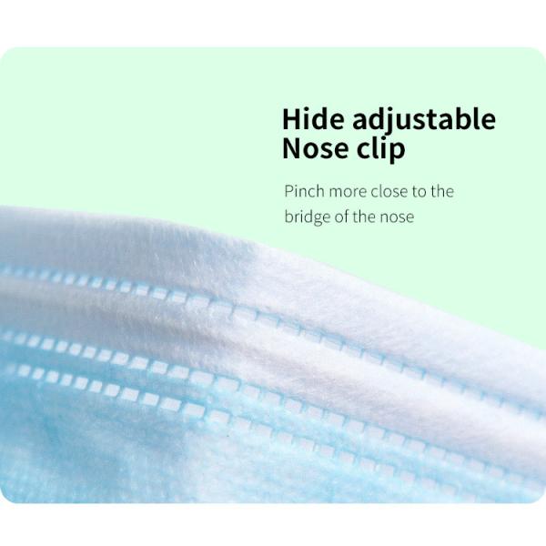 Blue Non Woven No Irritation 3 Ply Individual Packaging Face Masks