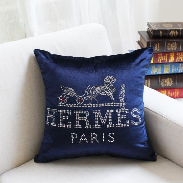 Custom Logo 3 Colors Soft Velvet Cushion Cover With Diamond Square Pillowcase